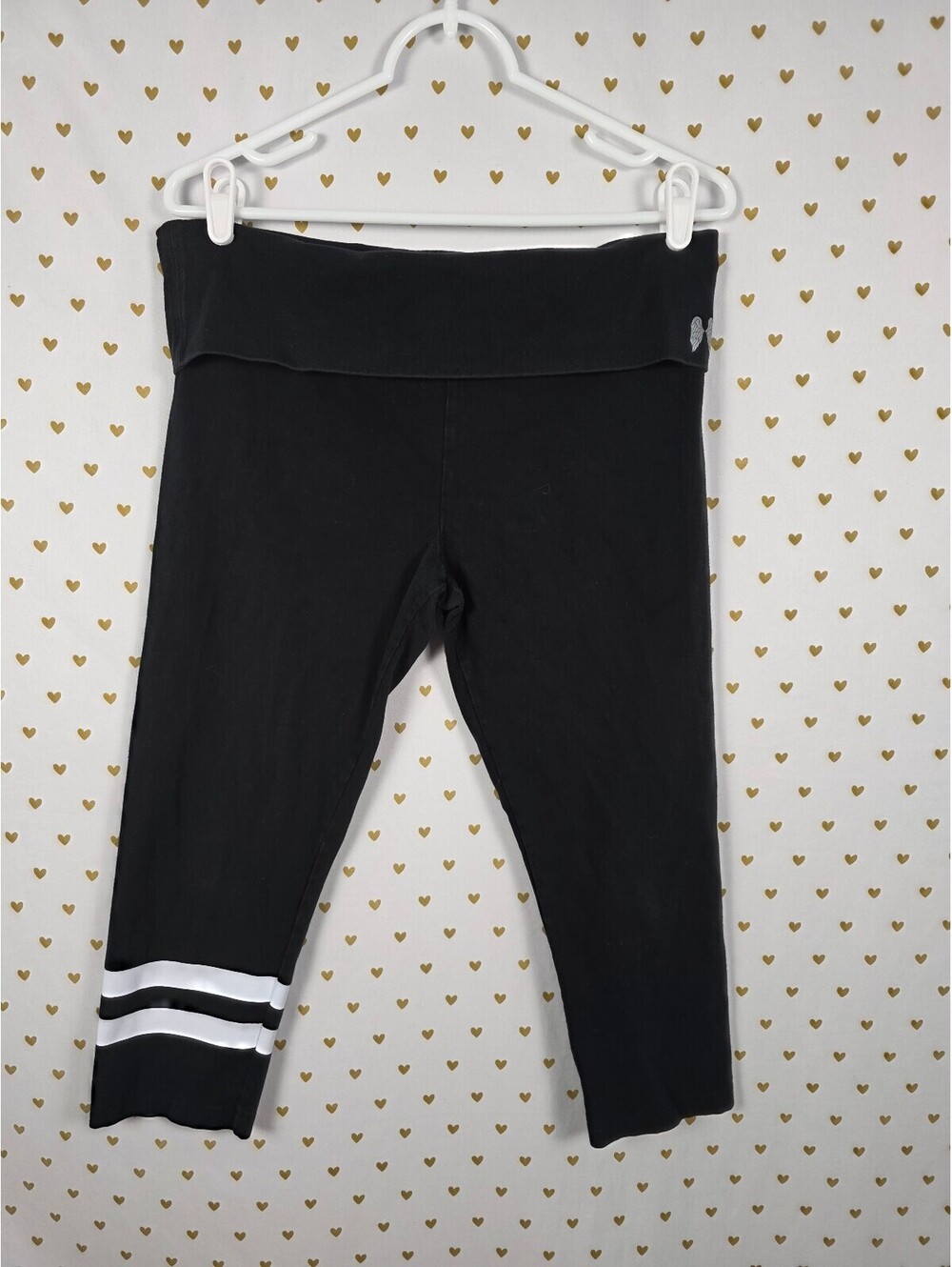 Victorias Secret ANGELS Foldover Capri yoga Pants WINGS LARGE